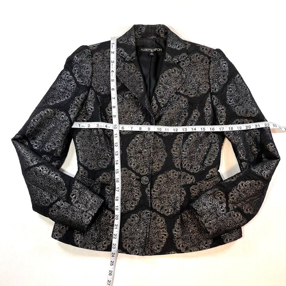 Albert Nipon Vintage Metallic Print Three Button … - image 3